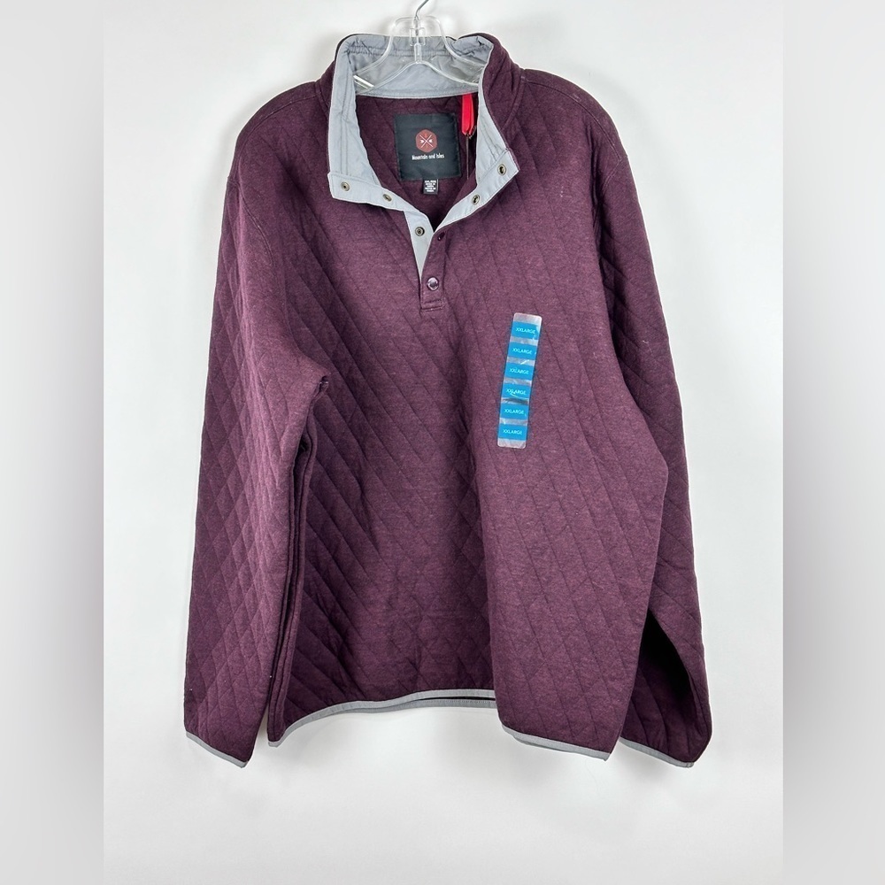 Men's Quilted Mock Neck Pull Over Sweater